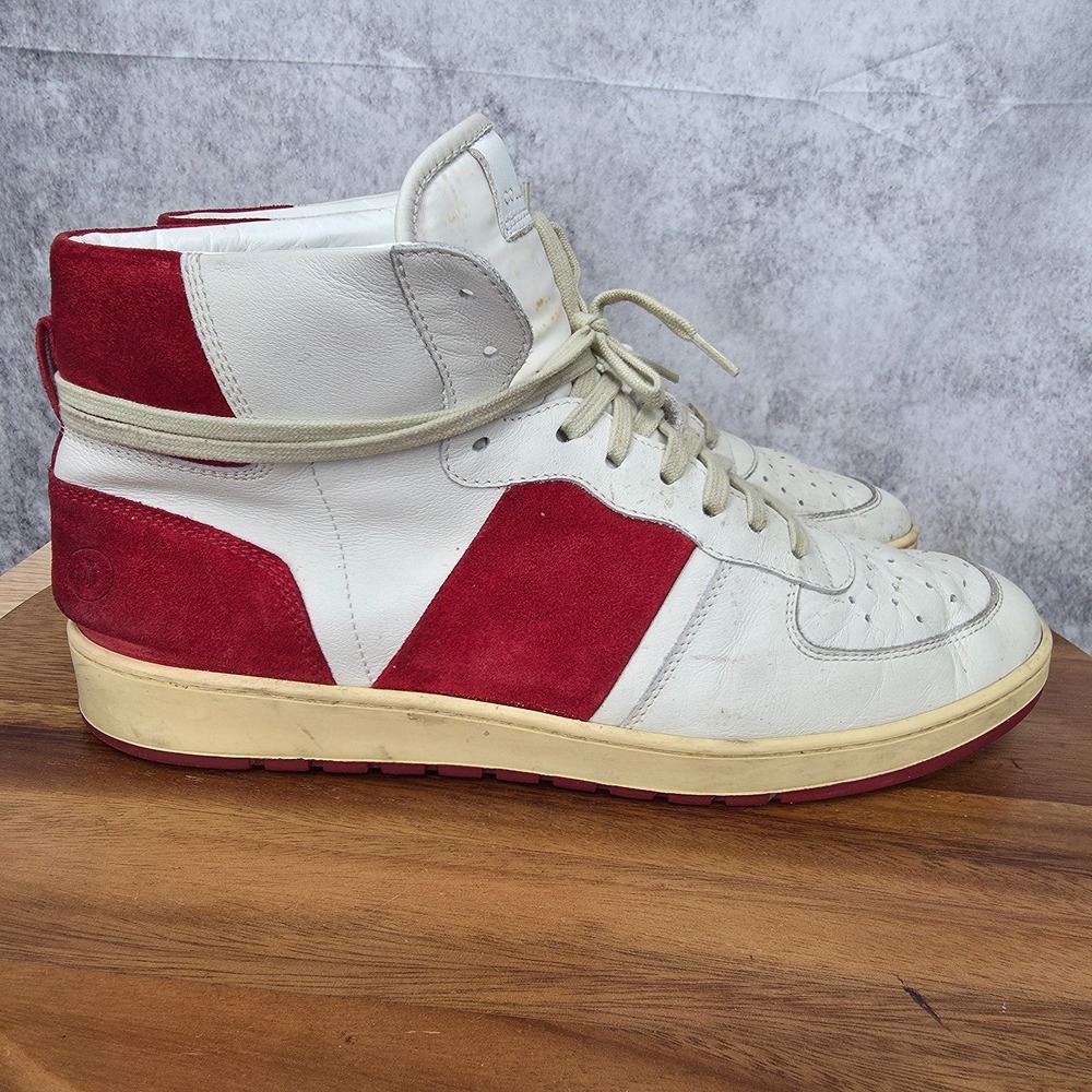 Collegium Sneakers Mens 10 Italy White Red Leather Pillar‎ Destroyer High Top